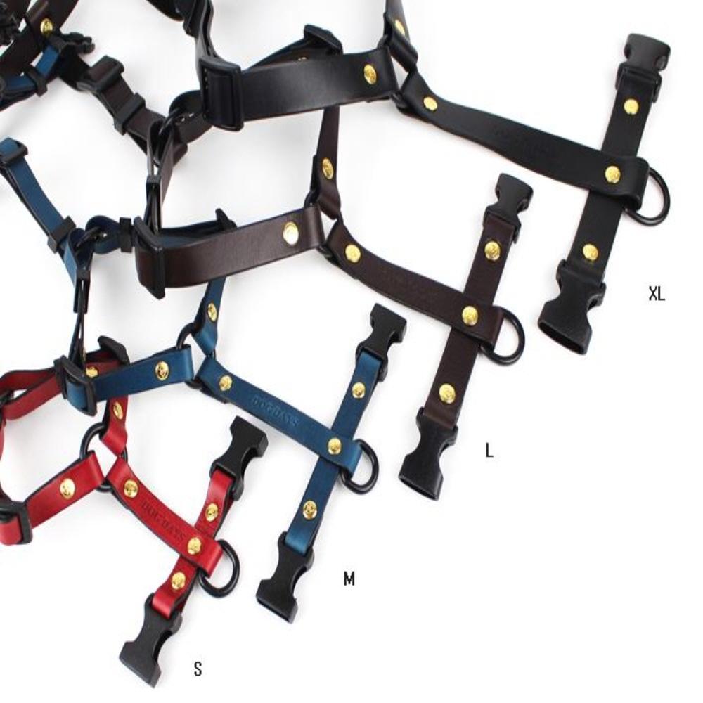 Retro leather black harness(Red)